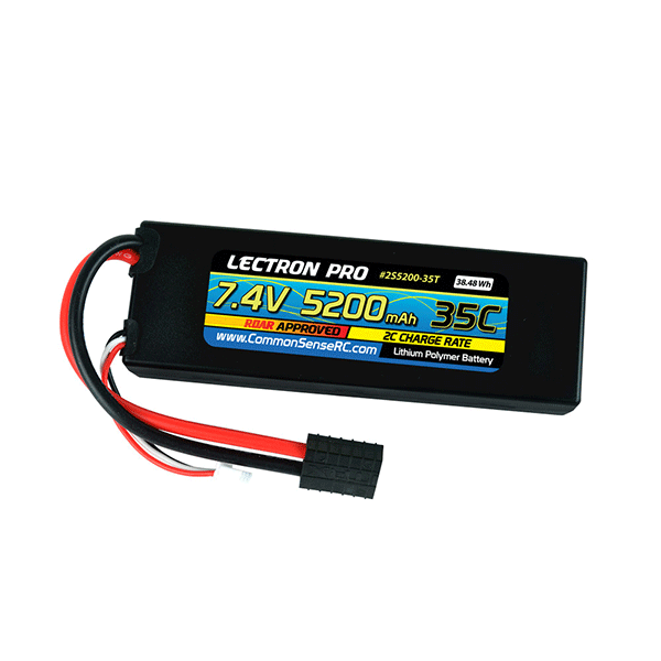 Common Sense RC Lectron Pro 7.4V 5200mAh 35C Lipo Battery with Traxxas Connector