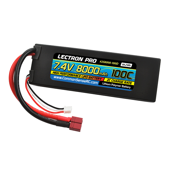 Common Sense Lectron Pro 7.4V 8000mAh 100C Lipo Battery with Deans-Type Connector