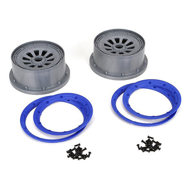 Losi 5IVE-T Wheel Set w/Beadlocks (2) (Grey/Blue) 5IVE-T