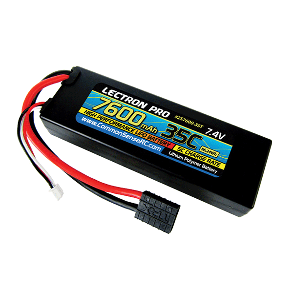 Common Sense RC Lectron Pro 7.4V 7600mAh 35C Lipo Battery with Traxxas Connector