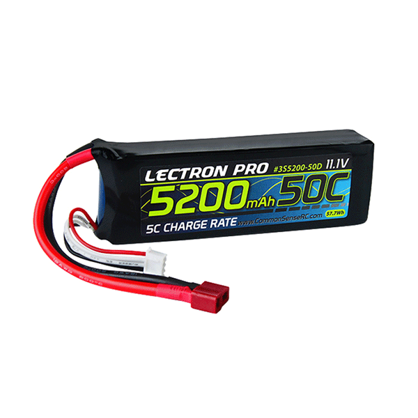 Common Sense RC Lectron Pro 11.1V 5200mAh 50C Lipo Battery with Deans-Type Connector