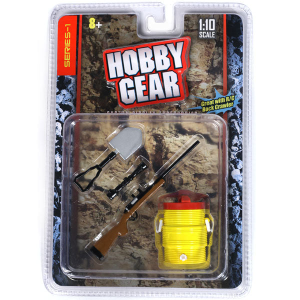 Hobby Gear Phoenix Toys 1/10 RC Rock Crawler Accessory Camping Shovel, Riffle Gun & Portable Cooler