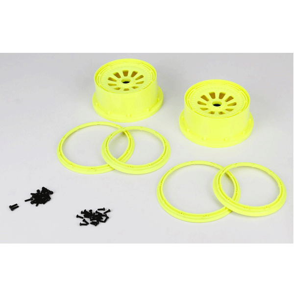 Losi 5IVE-T Wheel Set w/Beadlocks (2) (Yellow) 5IVE-T