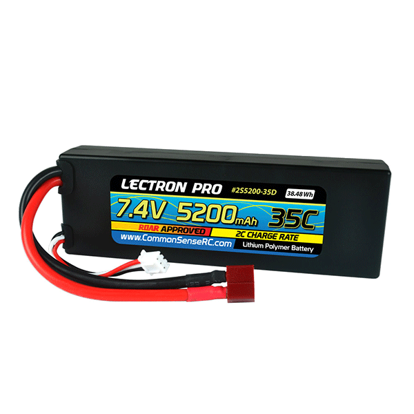 Common Sense RC Lectron Pro 7.4V 5200mAh 35C Lipo Battery with Deans-Type